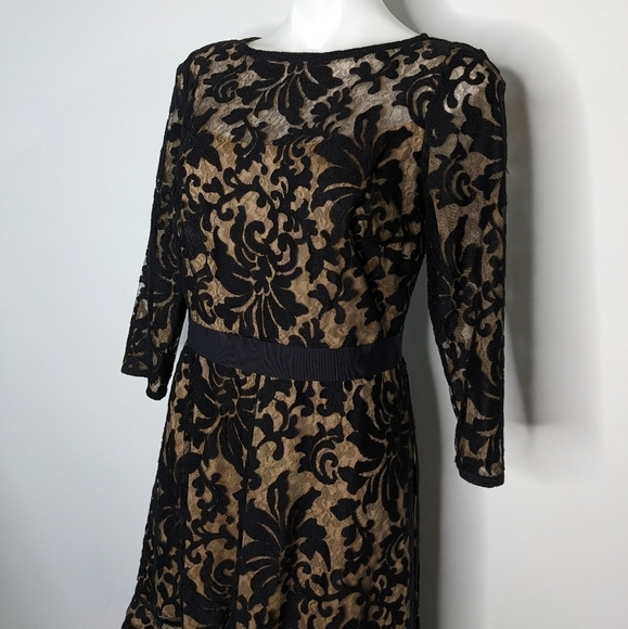 Tadashi Shoji Elegant Black and Gold Lace Dress - Picture 4 of 10